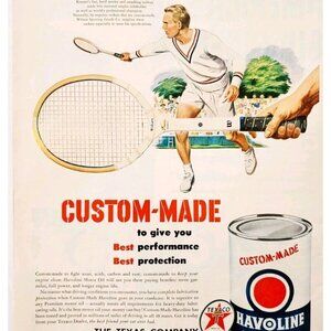 1950 Texaco Havoline Motor Oil Jack Kramer Racket Advertisement Tennis DWJJ9